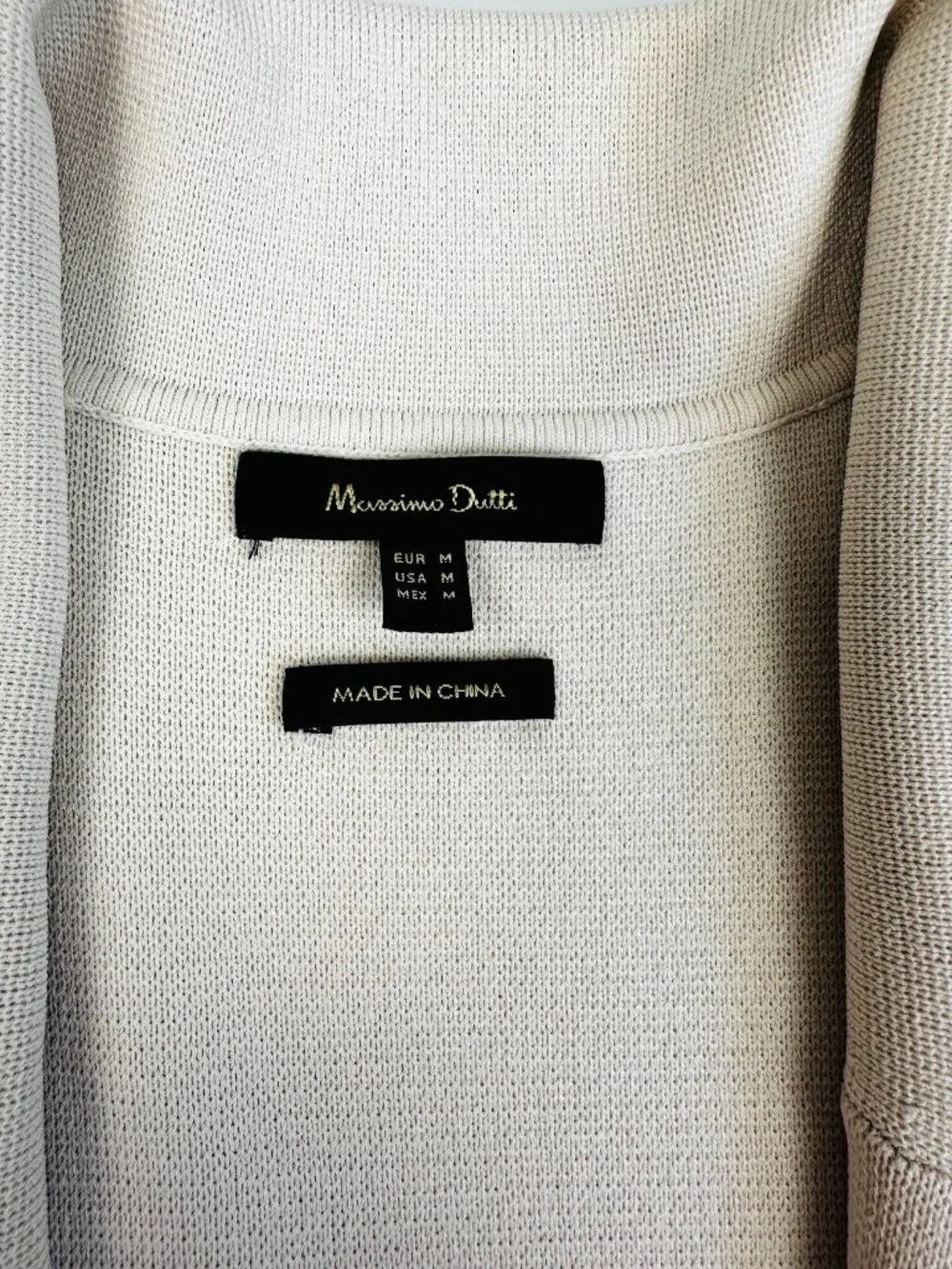 Massimo Dutti Women’s Long Knit Blazer  Size M Ivory Cream Single Button